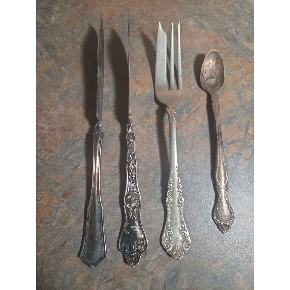 Antique Vtg Silverplate Spoon, Fork  Knives   Dinnerware